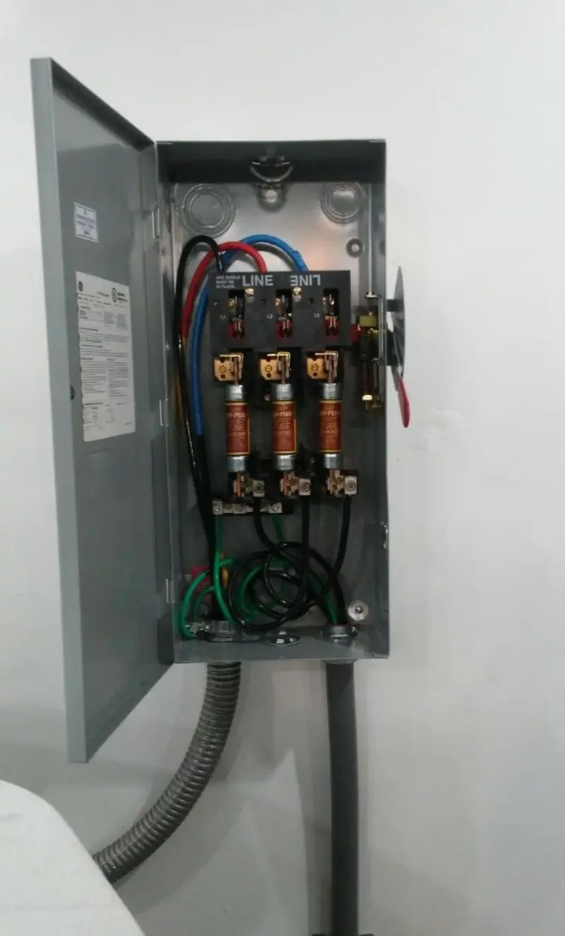 Three-phase disconnect switch installed for Electrical Wiring & Rewiring in St. Anthony